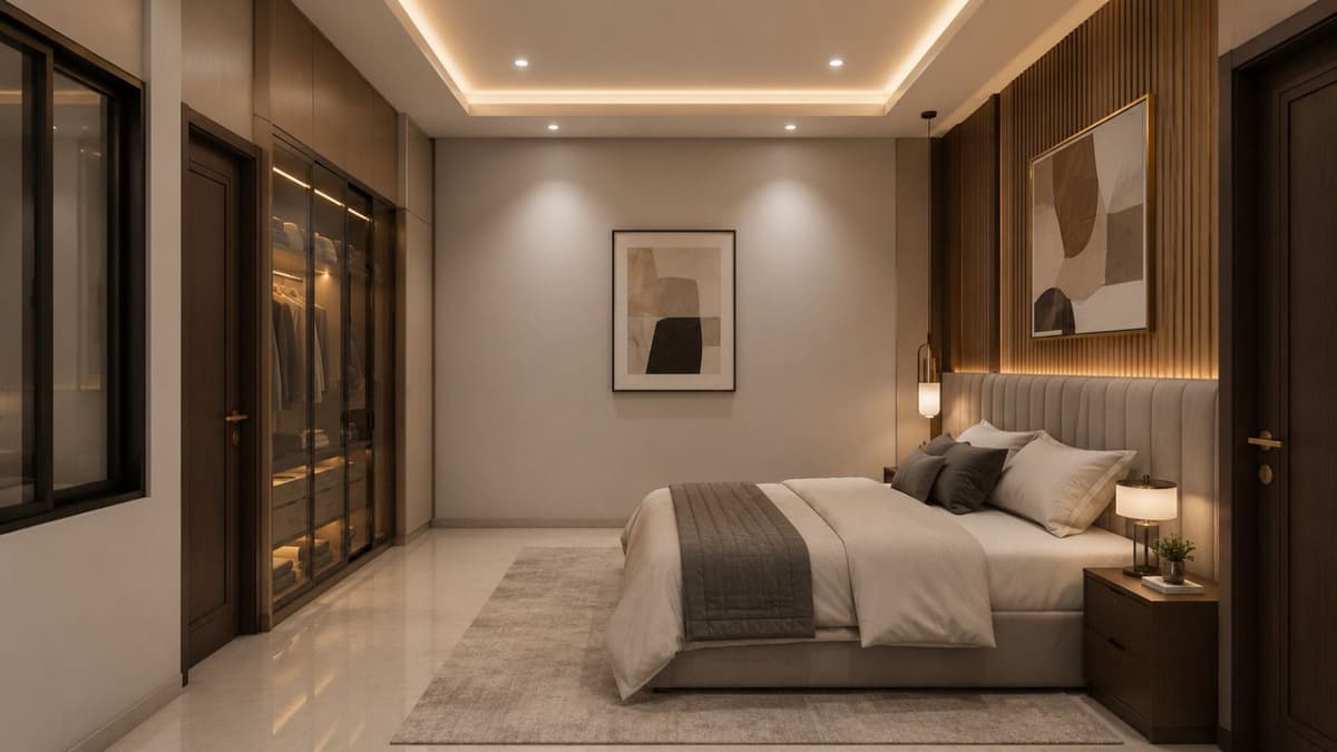 Bedroom with walk-in closet