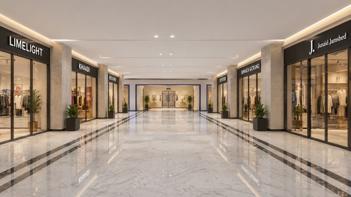 Retail corridor — Limelight, Khaadi, Outfitters